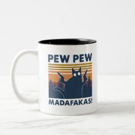 Taza Bicolor Gato de la cosecha Pew Pew Madafakas