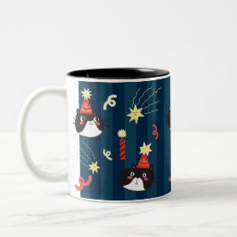 Taza Bicolor Gato de Navidades negros