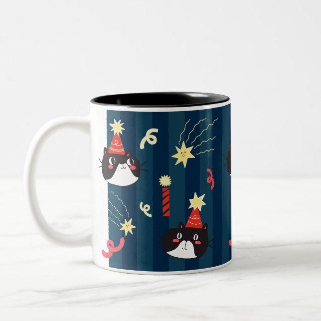 Taza Bicolor Gato de Navidades negros (Izquierda)