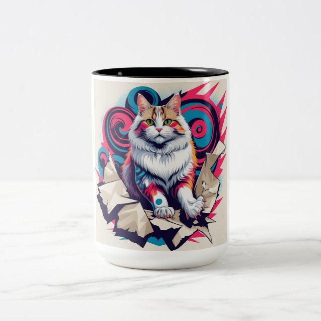 Taza Bicolor Gato de peluche (Centro)