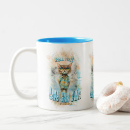 Taza Bicolor Gato de playa de Cape San Blas Florida