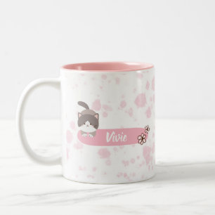 Taza Bicolor Gato de primavera personalizado
