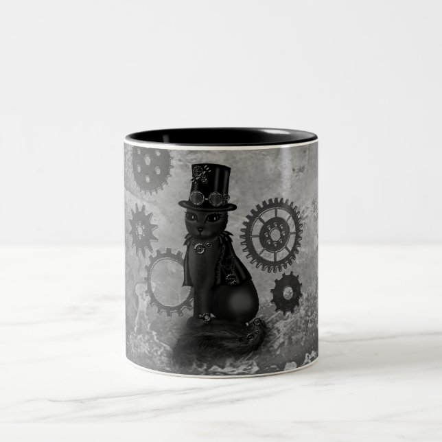 Taza Bicolor Gato de Steampunk (Centro)