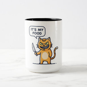 Taza Bicolor Gato Divertido con Cuchillo