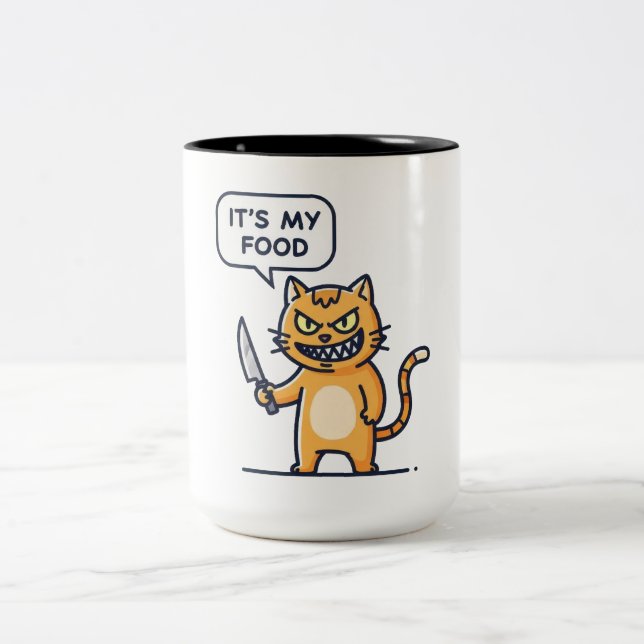 Taza Bicolor Gato Divertido con Cuchillo (Centro)