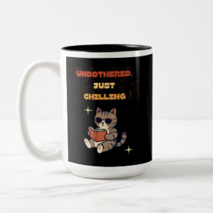 Taza Bicolor Gato divertido leyendo