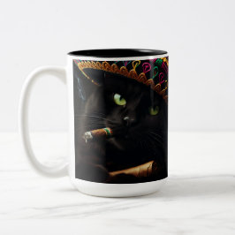 Taza Bicolor Gato divertido que lleva sombrero 
