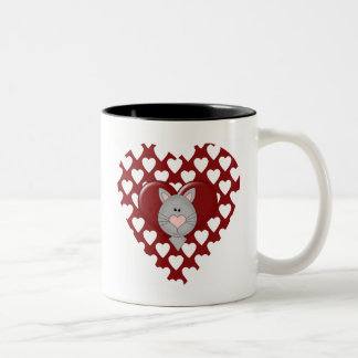 Taza Bicolor Gato en las camisetas y los regalos rojos de la