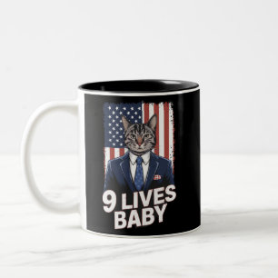 Taza Bicolor Gato en suite con la bandera estadounidense de Tru