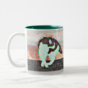 Taza Bicolor Gato en un tejado caliente de la lata por el eLiN