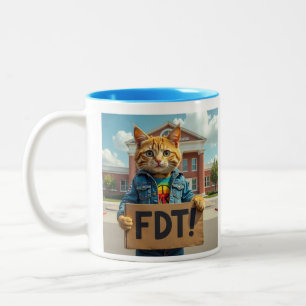 Taza Bicolor Gato FDT con arcoiris Rótulo