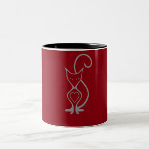 Taza Bicolor Gato felino elegante