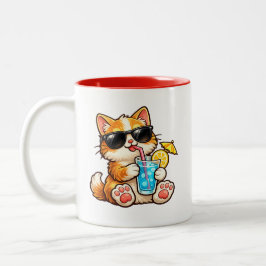 Taza Bicolor Gato fresco de verano