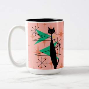 Taza Bicolor Gato fresco moderno P del MCM de los mediados de