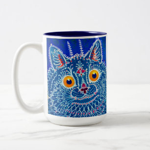Taza Bicolor Gato gótico azul