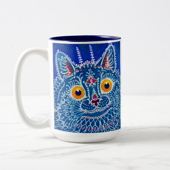 Taza Bicolor Gato gótico azul (Izquierda)