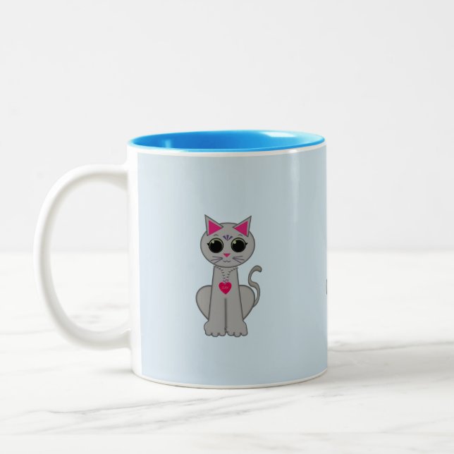Taza Bicolor Gato gris lindo (Izquierda)