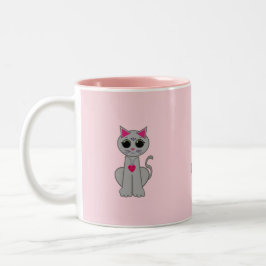 Taza Bicolor Gato gris lindo