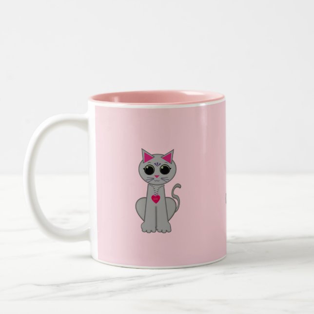 Taza Bicolor Gato gris lindo (Izquierda)
