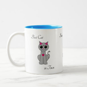 Taza Bicolor Gato gris mate