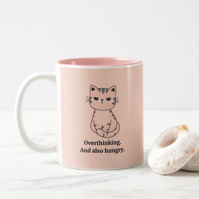 Taza Bicolor Gato Hambriento (Con donut)