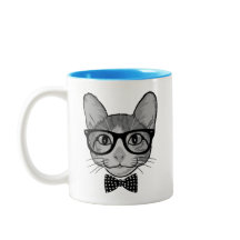 Gato Hipster con Corbata de Lunares