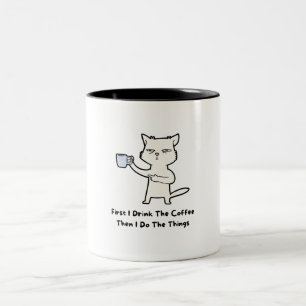 Taza Bicolor Gato ilustrado blanco primero