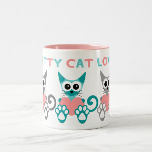 Taza Bicolor Gato Kitty Amor 2 Tonelada Mug