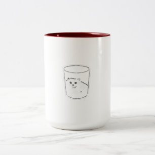 Taza Bicolor Gato Lindo en Arte de Gato Líquido en Vidrio Dibuj
