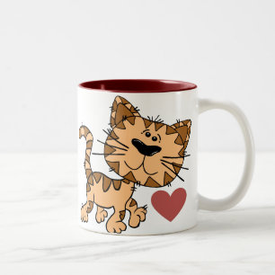 Taza Bicolor Gato lindo llevado para ser tarjetas del día de
