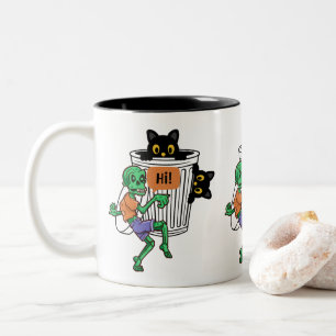 Taza Bicolor Gato Miedoso Halloween