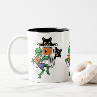 Taza Bicolor Gato Miedoso Halloween