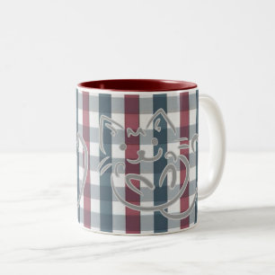 Taza Bicolor Gato Minino y Cuadros