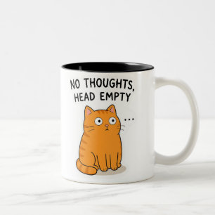Taza Bicolor Gato naranja divertido PNG - Sin pensamientos, cab