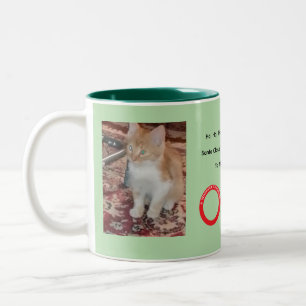 Taza Bicolor Gato Naranja Navideño Caprichoso