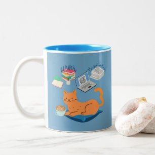 Taza Bicolor Gato Naranja Perezoso