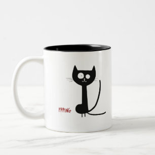 Taza Bicolor Gato negro brillante minimalista