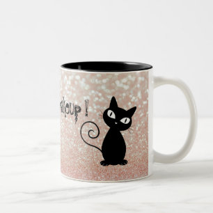 Taza Bicolor Gato negro caprichoso con brillo-Despierta y maqui