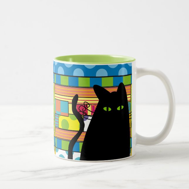 Taza Bicolor Gato negro caprichoso "el gato gordo " (Derecha)