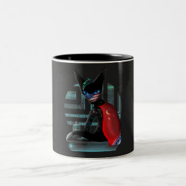 Taza Bicolor Gato negro Cyberpunk Ninja