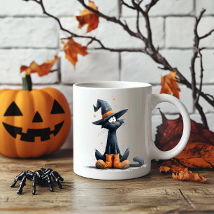 Taza Bicolor Gato negro de Halloween