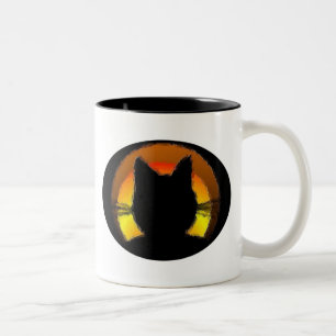 Taza Bicolor Gato negro de Halloween