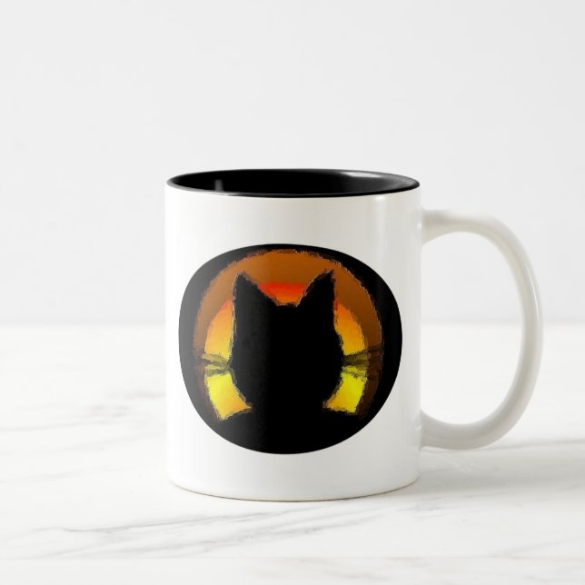 Taza Bicolor Gato negro de Halloween (Derecha)