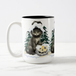 Taza Bicolor Gato Negro En Un Jack