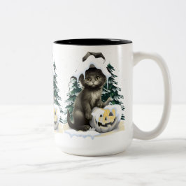 Taza Bicolor Gato Negro En Un Jack