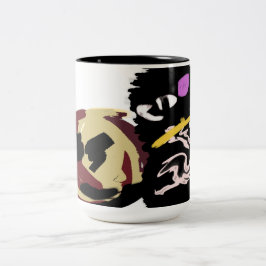 Taza Bicolor Gato negro esponjoso Jack o Linterna divertido