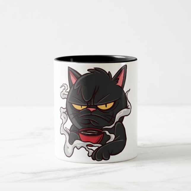 Taza Bicolor Gato negro gruñón - Café Lover (Centro)