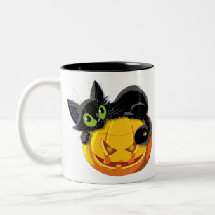 Taza Bicolor Gato negro Halloween Kitten Clip art