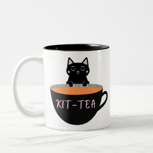 TAZA BICOLOR GATO NEGRO KIT-TEA (Izquierda)