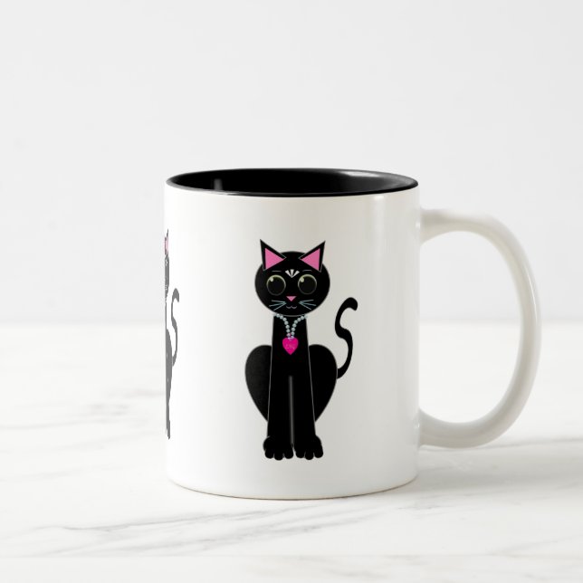 Taza Bicolor Gato negro lindo (Derecha)